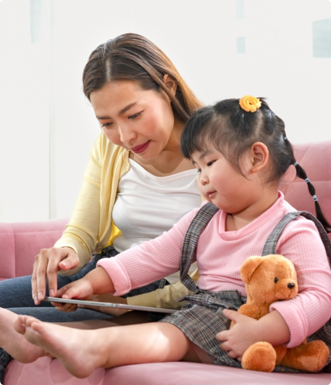 Mother and daughter comfortable in their home because htey had an AC tune-up